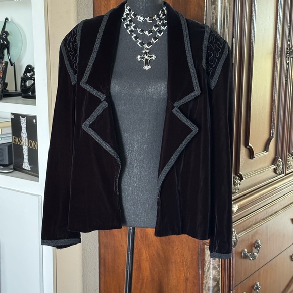 Vintage Adam‎ Douglass Black Velvet Western Blazer - Picture 6 of 13